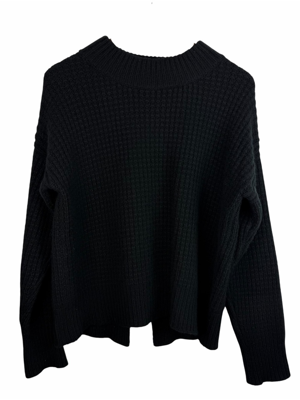 La Ligne | Black Mock Neck Split Back Cashmere Sweater